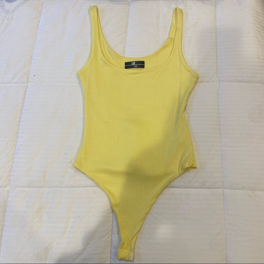 Lux LA Yellow Tank Ribbed Bodysuit
